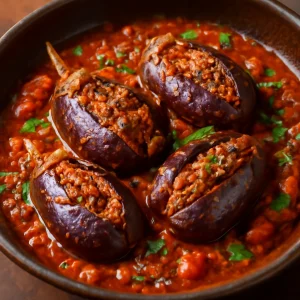 Fűszeres Bharwa Baingan, töltött padlizsán zöldségekkel