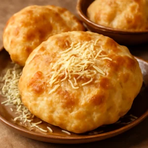 Friss Bhature sajttal tálalva