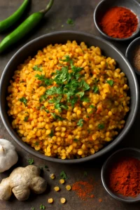 Indiai Bhuna Khichuri fűszeres rizs és sárgaborsó