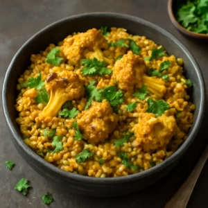 Bhuna khichuri karfiollal, fűszeres és tápláló étkezés