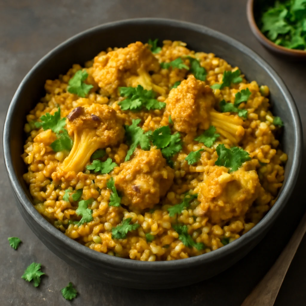 Bhuna khichuri karfiollal, fűszeres és tápláló étkezés