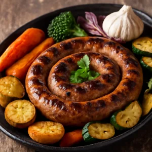 Frissen sült Boerewors fokhagymával és grillezett zöldségekkel