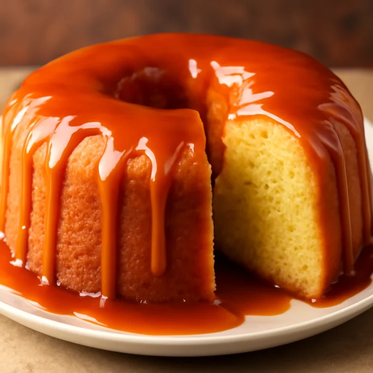 Bolo de fubá karamellöntettel, frissen tálalva