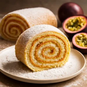 Ínycsiklandó Bolo de rolo, maracujával és kókuszos töltelékkel