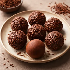 Finom, csokoládéval bevont brigadeiro golyók