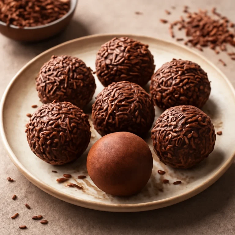 Brigadeiro tejjel, csokoládé bevonóban hempergetett golyók, friss és csábító megjelenésben