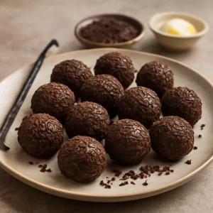 Finom brigadeiro golyók vaníliás szórással