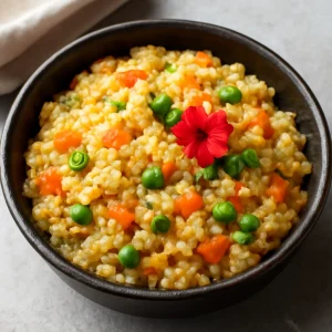 Indiai tört búza pongal zöldségekkel