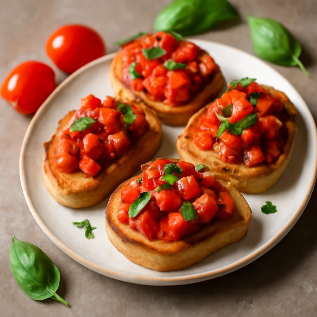 Friss, Ã­nycsiklandÃ³ bruschetta paradicsommal Ã©s bazsalikommal