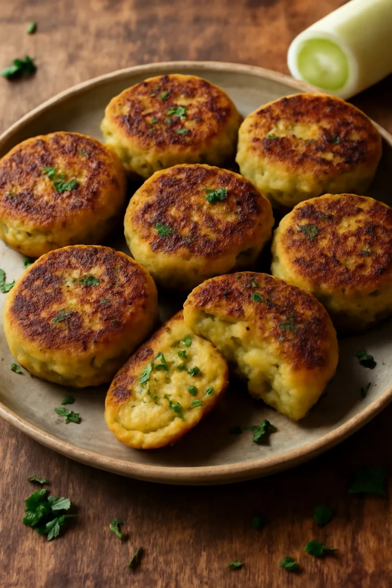 Bubble and squeak póréhagymával, ropogós burgonya golyók póréhagymás töltelékkel