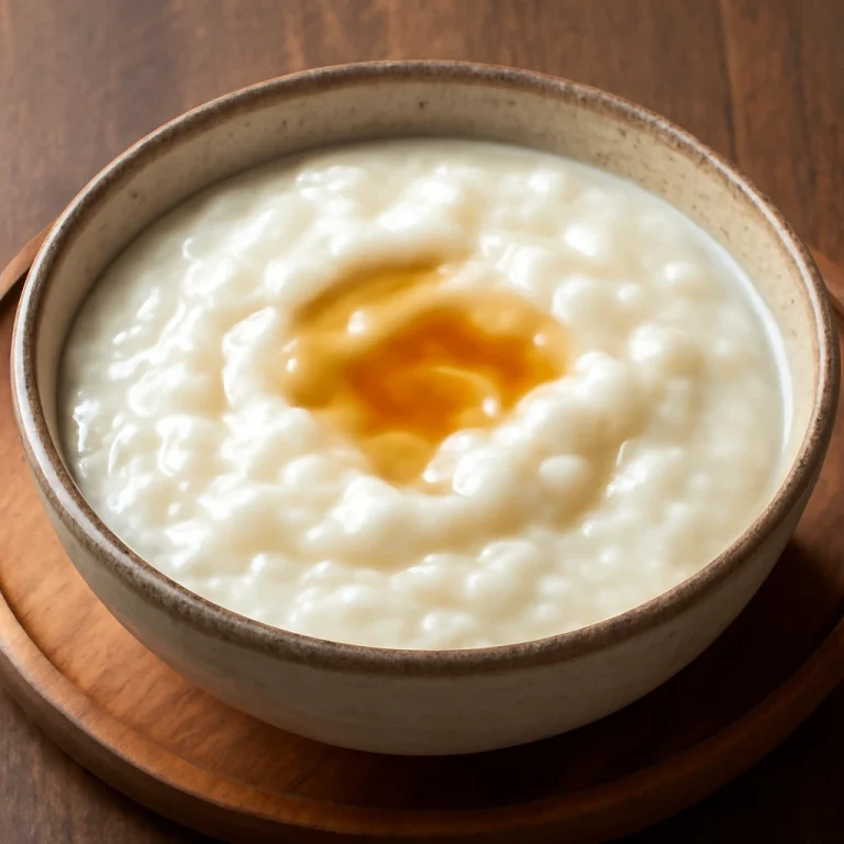 Bubur Sumsum, kókusztejes rizskása tálalva