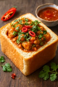 Fűszeres csirke Bunny Chow-ban