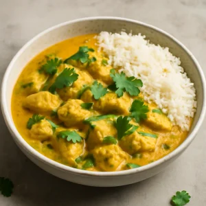 Krémes curry csirkehússal és friss korianderrel