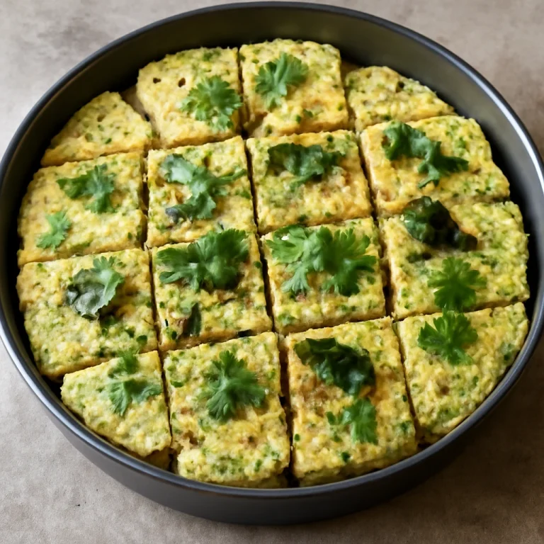 Cabbage dhokla friss korianderrel és fűszeres olajjal