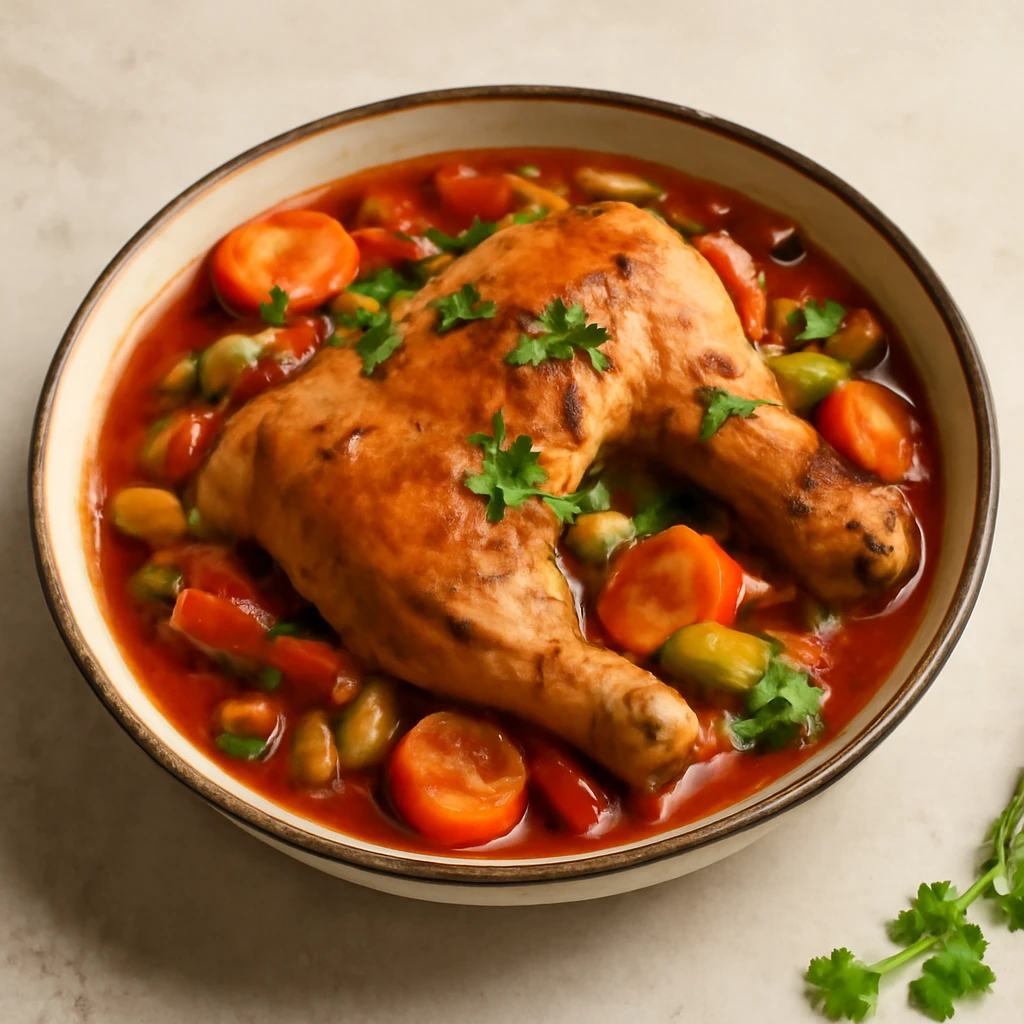 Fűszeres Cacciatore csirke, zöldségekkel és korianderrel