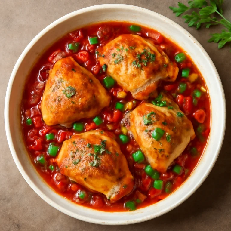 Cacciatore kapribogyóval tálalva, friss petrezselyem díszítéssel