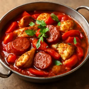 Ínycsiklandó cacciatore kolbásszal és csirkehússal, friss oregano-val