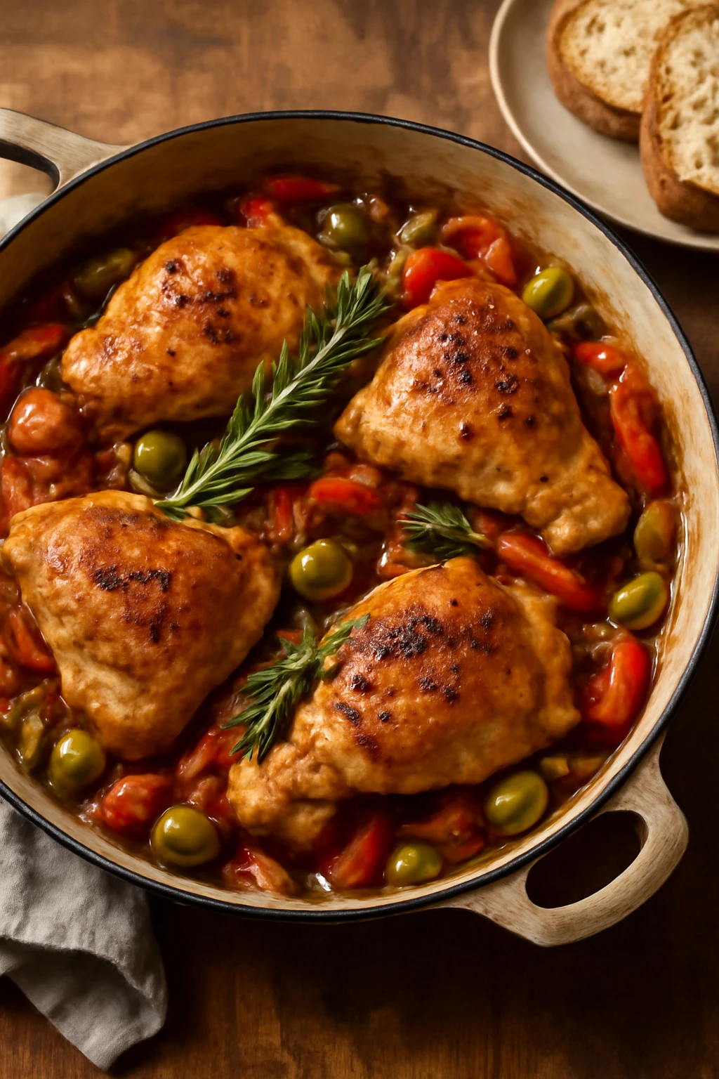 Friss, fűszeres cacciatore csirkehússal és zöldségekkel