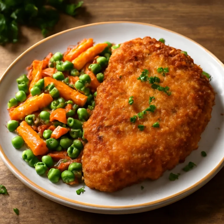 Cachopo zöldségekkel, ropogós csirkehús és friss zöldségek