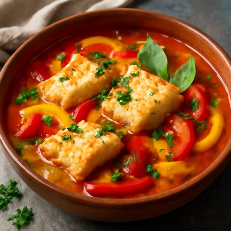 Caldeirada de bacalhau sózott tőkehallal, fűszeres zöldségekkel és petrezselyemmel tálalva