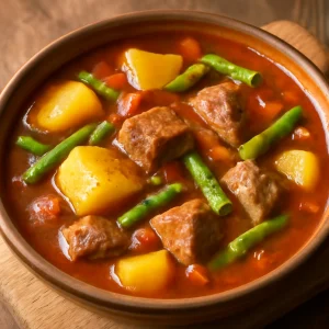 Spanyol caldillo leves, gazdag húsos alaplével és friss zöldségekkel