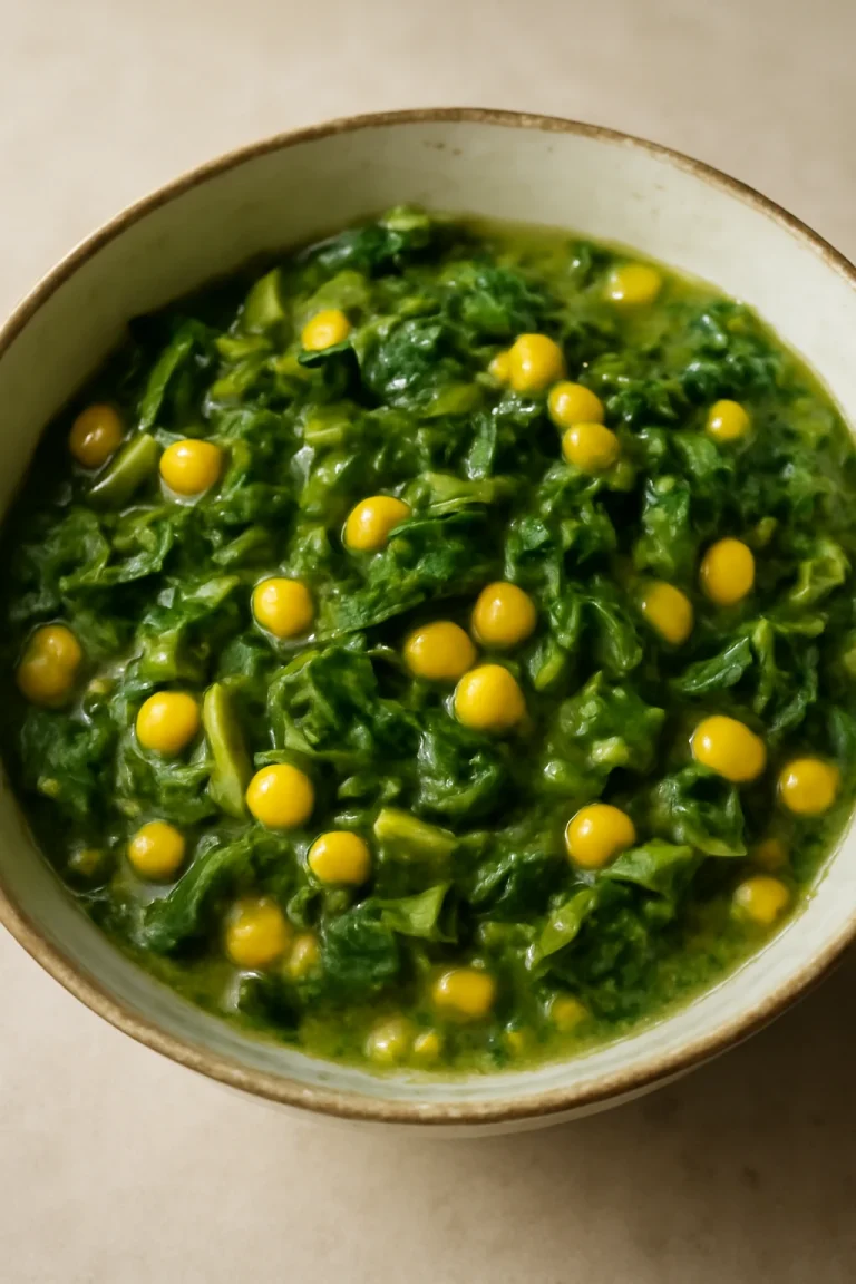 Callaloo kukoricával tálalva