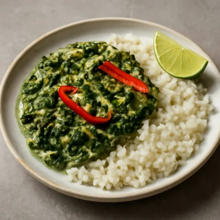 Callaloo rizzsel, zöldségekkel és kókusztejjel, lime frissítő ízesítéssel