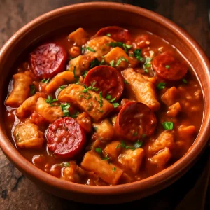 Spanyol étel Callos chorizóval, gazdag ízekkel