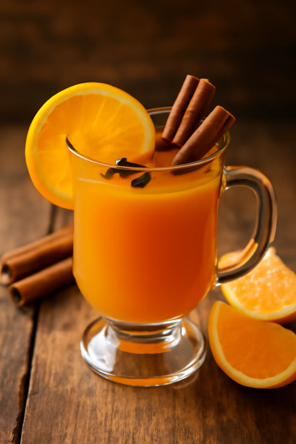 Meleg, fÅ±szeres Canelazo con naranja, narancsszeletekkel dÃ­szÃ­tve