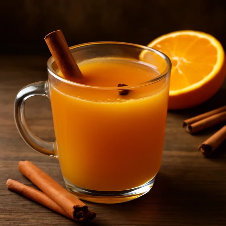 Canelazo de naranjilla egy pohárban, melegen tálalva, fűszeres és aromás ital