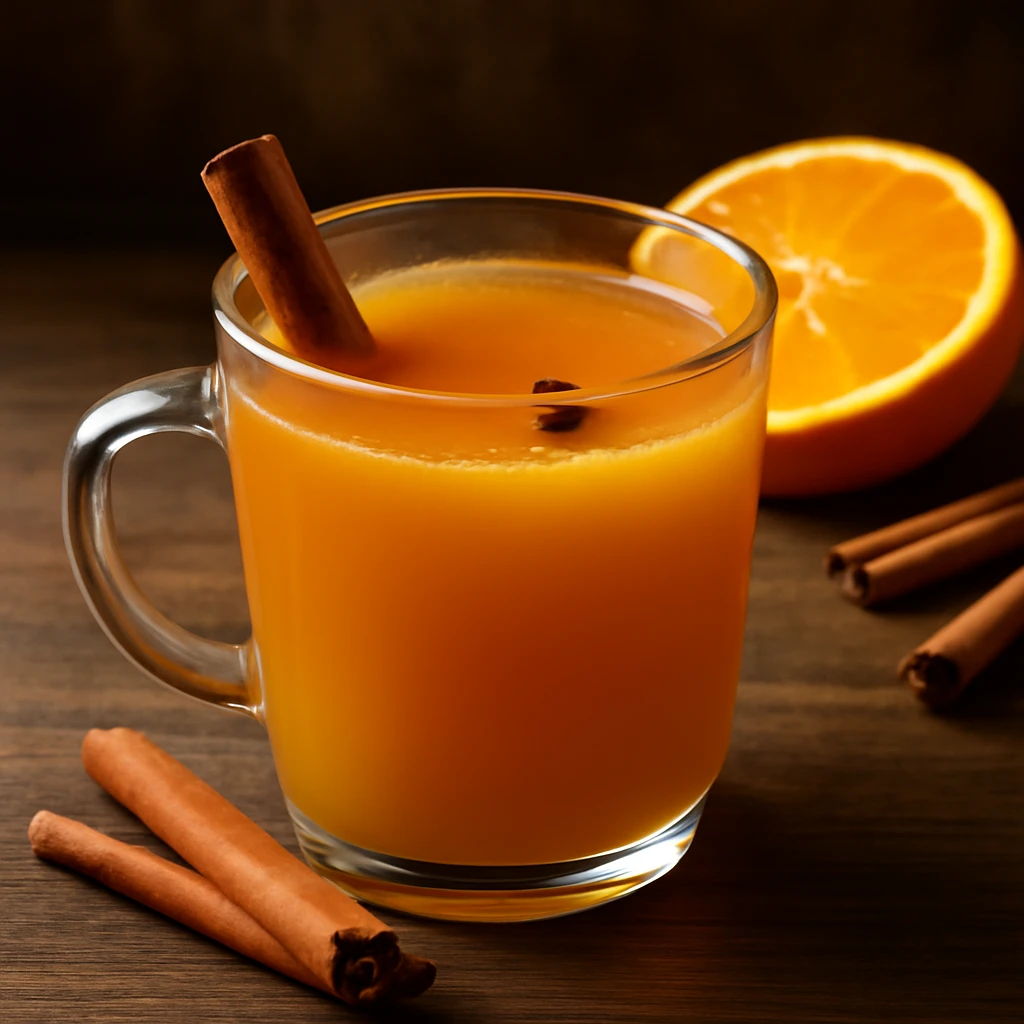 Fűszeres meleg ital naranjilla gyümölcslével és rummal