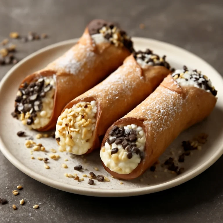 Cannoli mascarpone krémmel, finom csokoládéval és mogyoróval díszítve, elegánsan tálalva
