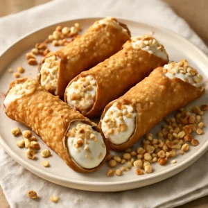 Friss cannoli, mogyoróval megszórva
