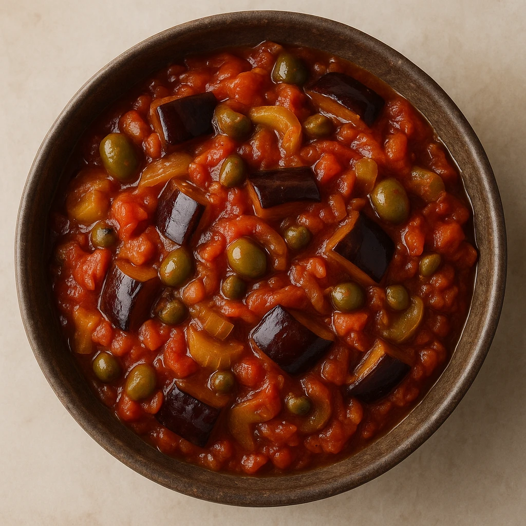 SzicÃ­liai caponata glutÃ©nmentes vÃ¡ltozatban, padlizsÃ¡nnal Ã©s zÃ¶ldsÃ©gekkel