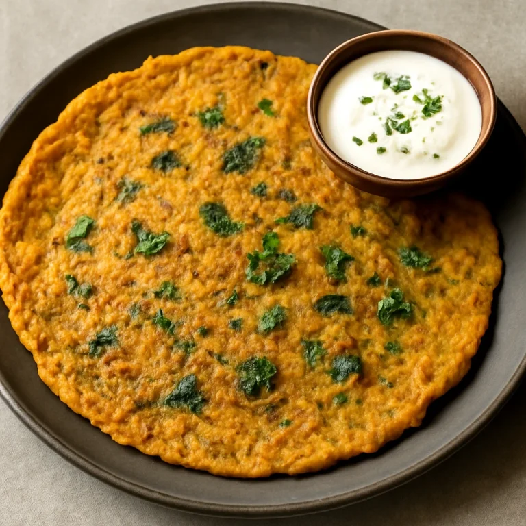 Carrot chilla, friss korianderrel tálalva