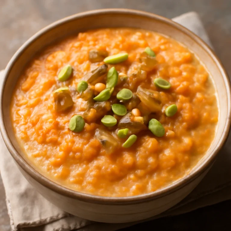 Carrot payasam, friss pistáciával és mazsolával díszítve