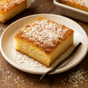 Friss, finom cassava cake kókuszkrémmel és vaníliával