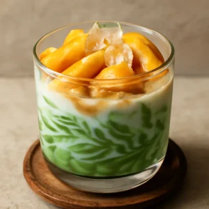 Tropikus cendol jackfruittal és kókusztejjel