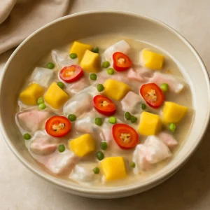 Finom ceviche Nikkei, gazdag és ínycsiklandó friss hozzávalókkal