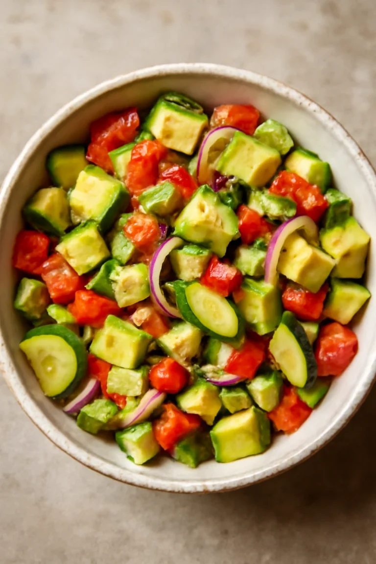 Ceviche Vegano, avokádóval és lime-lével tálalva
