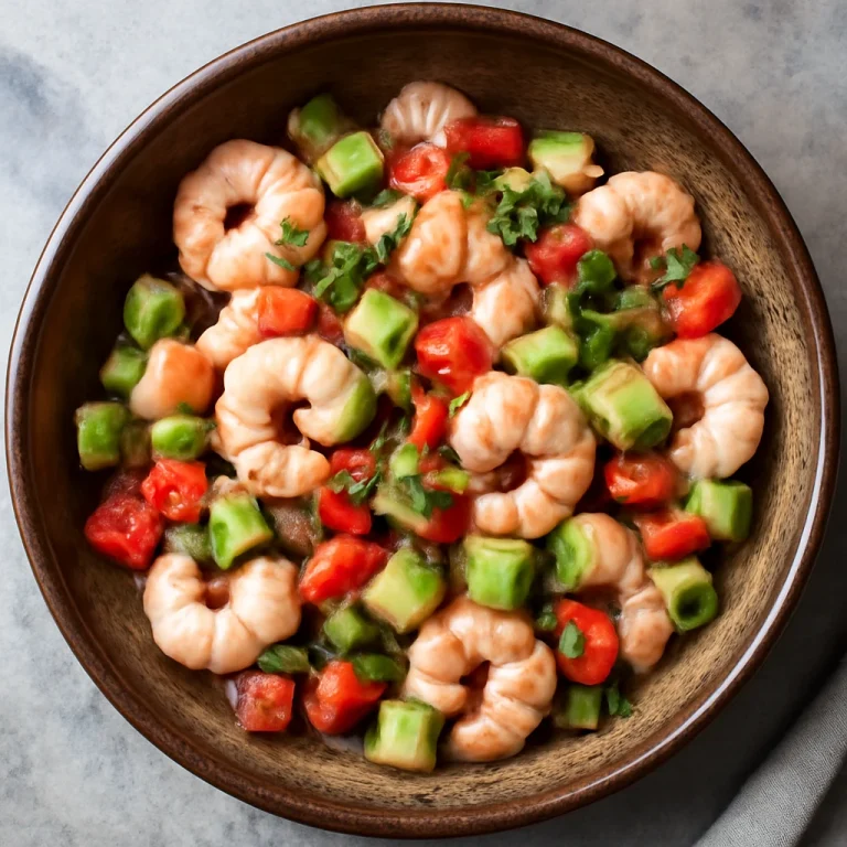 Ceviche de camarón, garnélarák lime-lében marinálva, paradicsommal és avokádóval