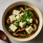 Chawanmushi tojás nélkül, friss korianderrel tálalva