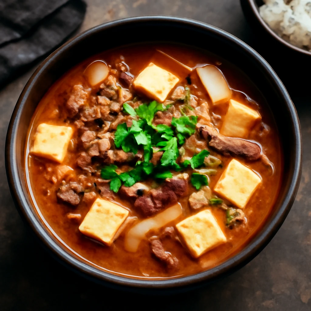 Cheonggukjang jjigae, koreai leves tofuval Ã©s marhahÃºssal