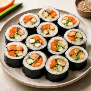 Friss és finom csirkés gimbap tekercsek