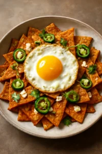 Mexikói reggeli chilaquiles, sült tojással