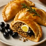 Chilenai empanada de pino tálalva, aranybarna színben