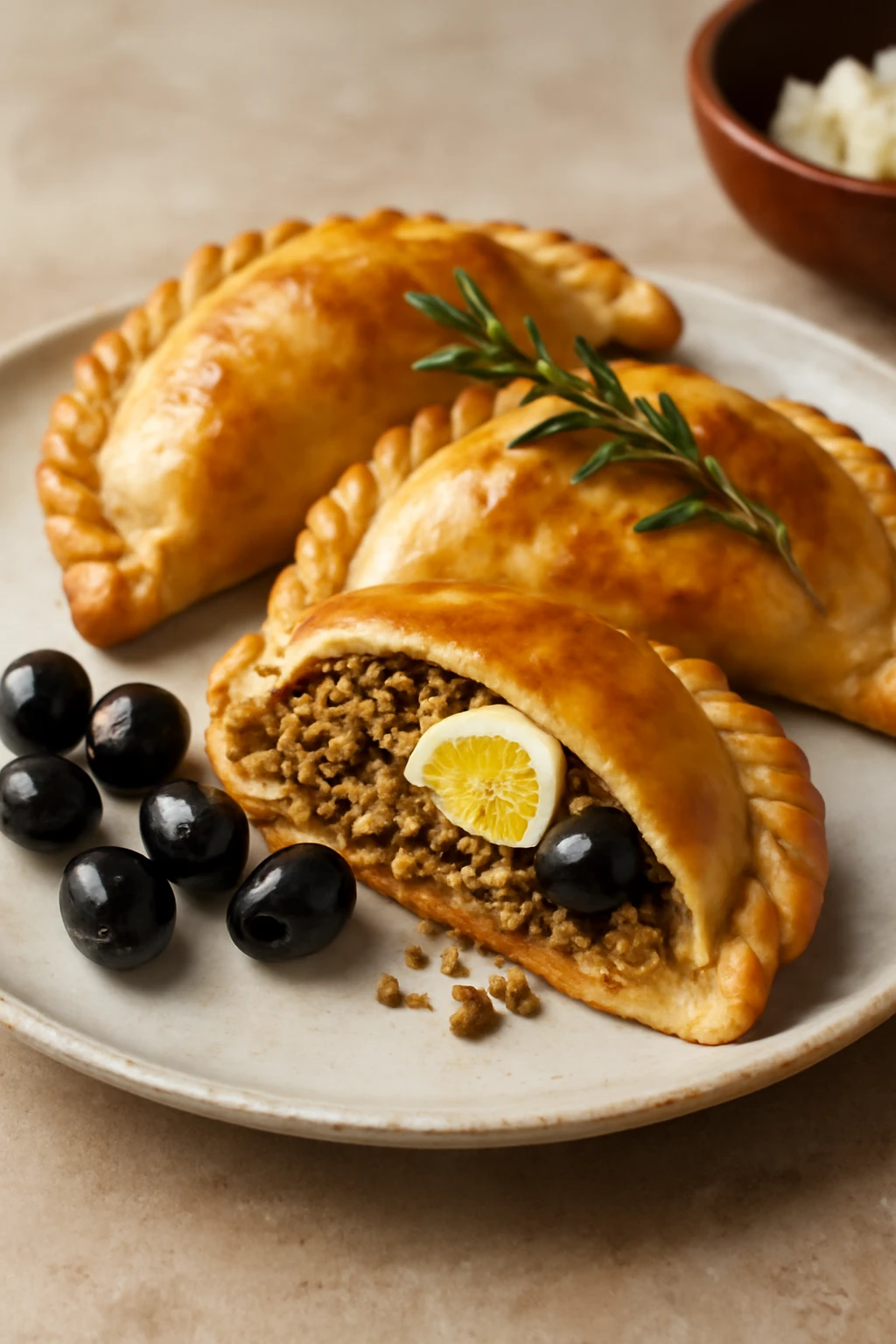 Chili empanada, tojással és olajbogyóval töltve