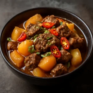 Krémes chili-s nikujaga, burgonyával és marhahússal
