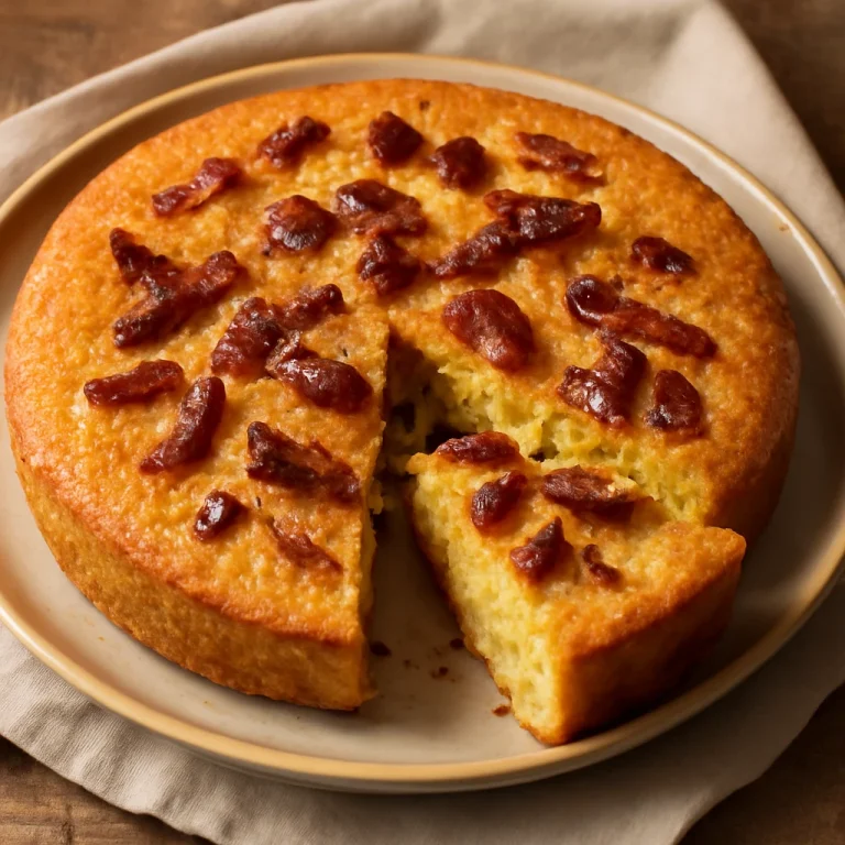 Chipa Guasu szalonnával, aranybarna és ínycsiklandó tálalás.