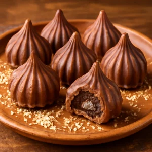 Friss, édes Chocolate Modak csokoládéval és kókuszreszelékkel